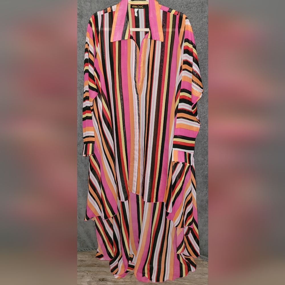 NEW Plus Size Open collar Strpped Hi-lo blouse